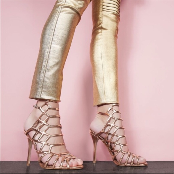 Gold cage heels Clearance